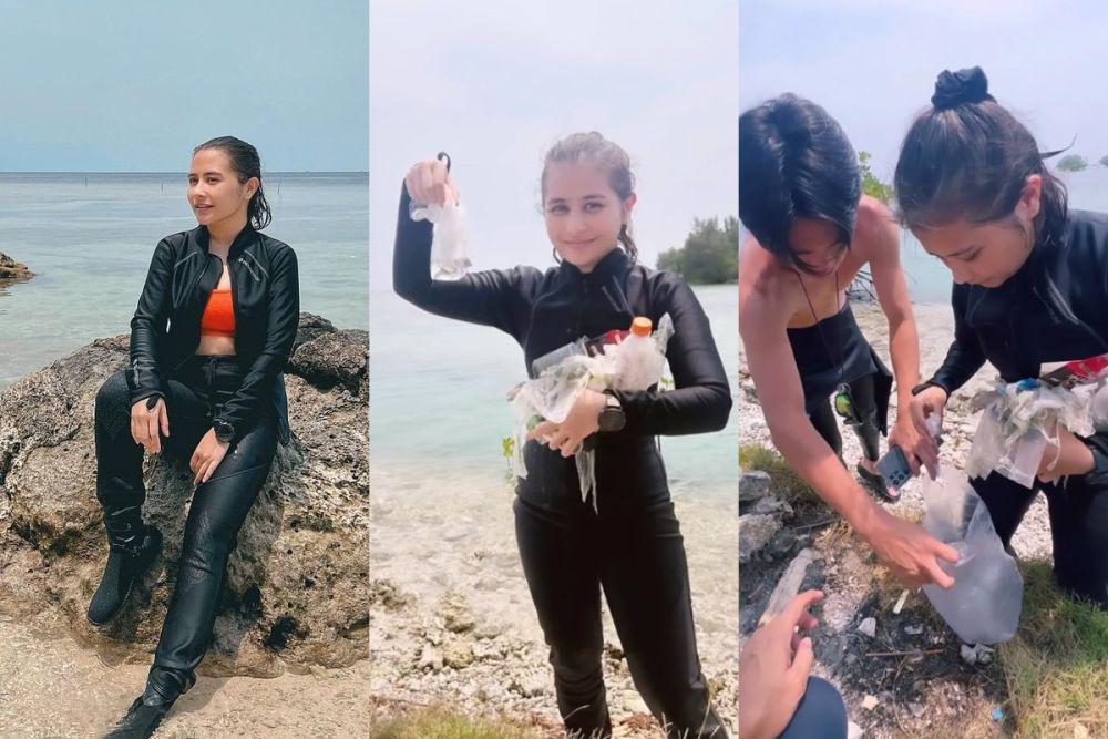 9 Potret Prilly Latuconsina Pungut Sampah saat Olahraga Diving, Salut!
