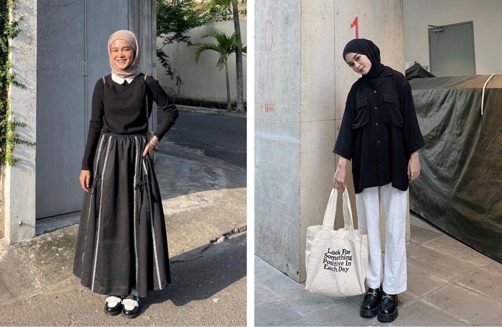 inspirasi padu padan top hitam dari Yure Zalina (instagram.com/yurezalina)