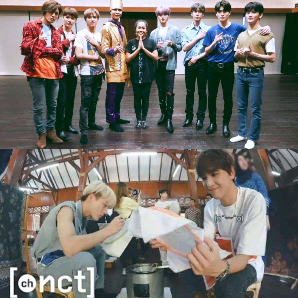 NCT 127 belajar tari saman (atas) NCT DREAM membatik (bawah) (youtube.com/ NCT DAILY/)