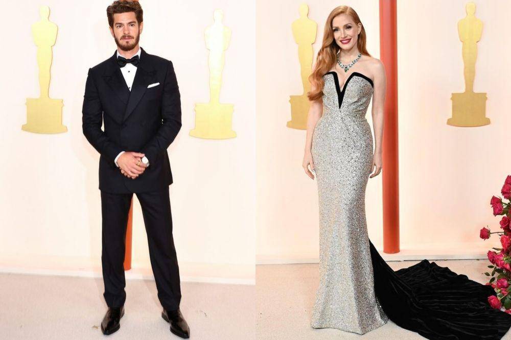 Andrew Garfield (instagram.com/gq) dan Jessica Chastain (instagram.com/vanityfair) di red carpet Oscar 2023