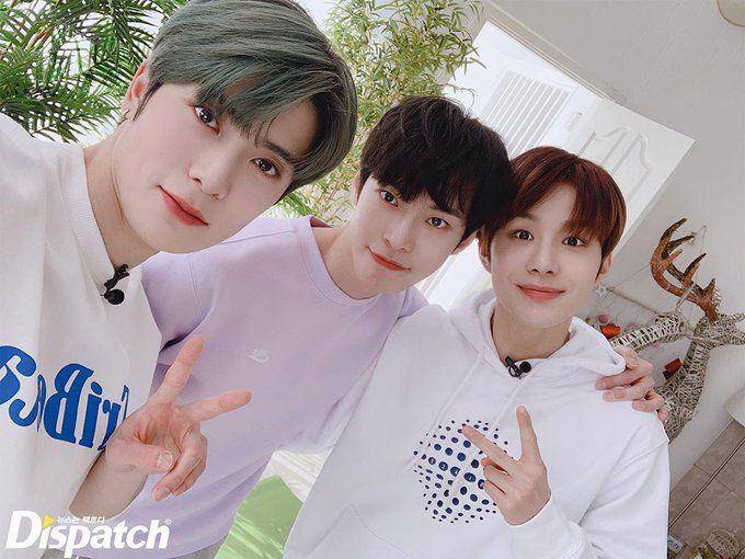 Doyoung, Jaehyun, dan Jungwoo di Pemotretan Dispatch (twitter.com/DOYOUNG__21)