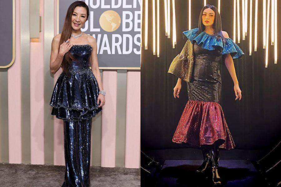 Adu gaya Titi DJ vs. Michelle Yeoh. (insatgram.com/ti2dj | instagram.com/michelleyeoh_official)