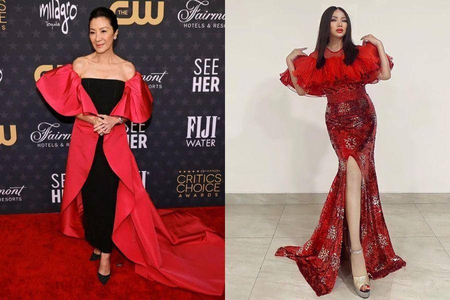 Adu gaya Titi DJ vs. Michelle Yeoh. (insatgram.com/ti2dj | instagram.com/michelleyeoh_official)