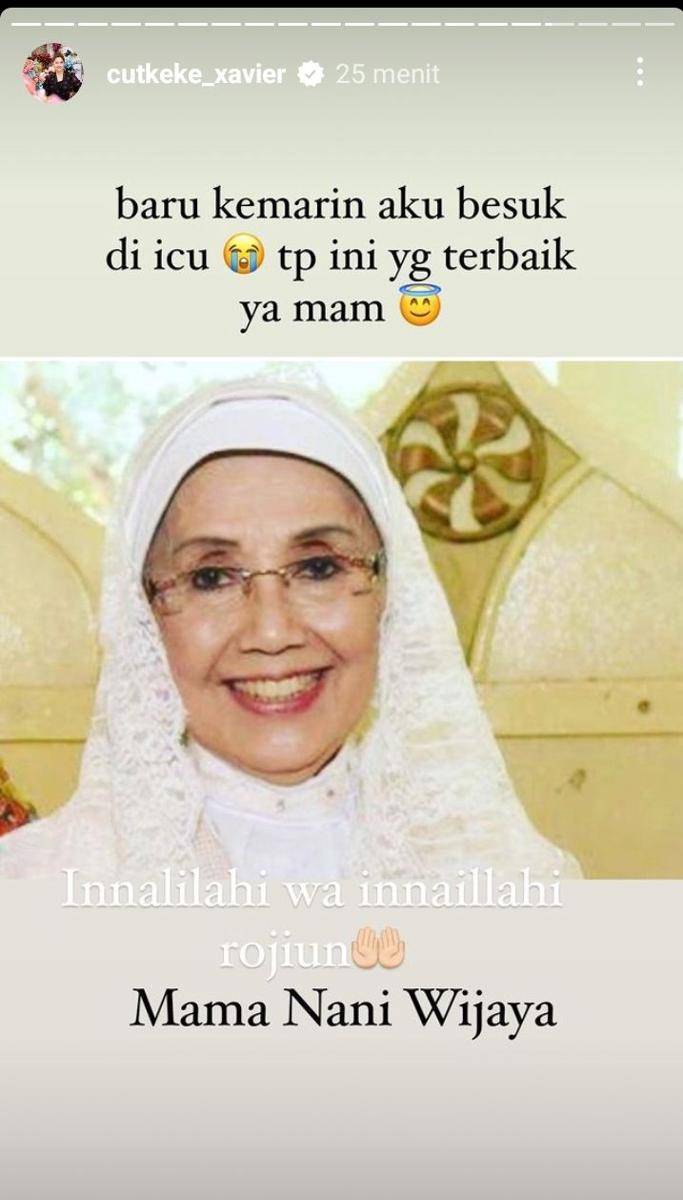 ucapan duka para artis untuk Nani Wijaya (instagram.com/cutkeke_xavier)