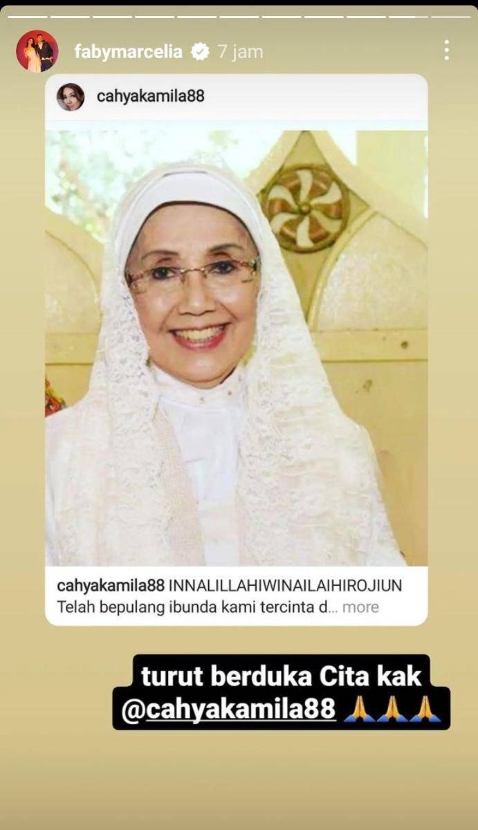 ucapan duka para artis untuk Nani Wijaya (instagram.com/fabymarcelia)