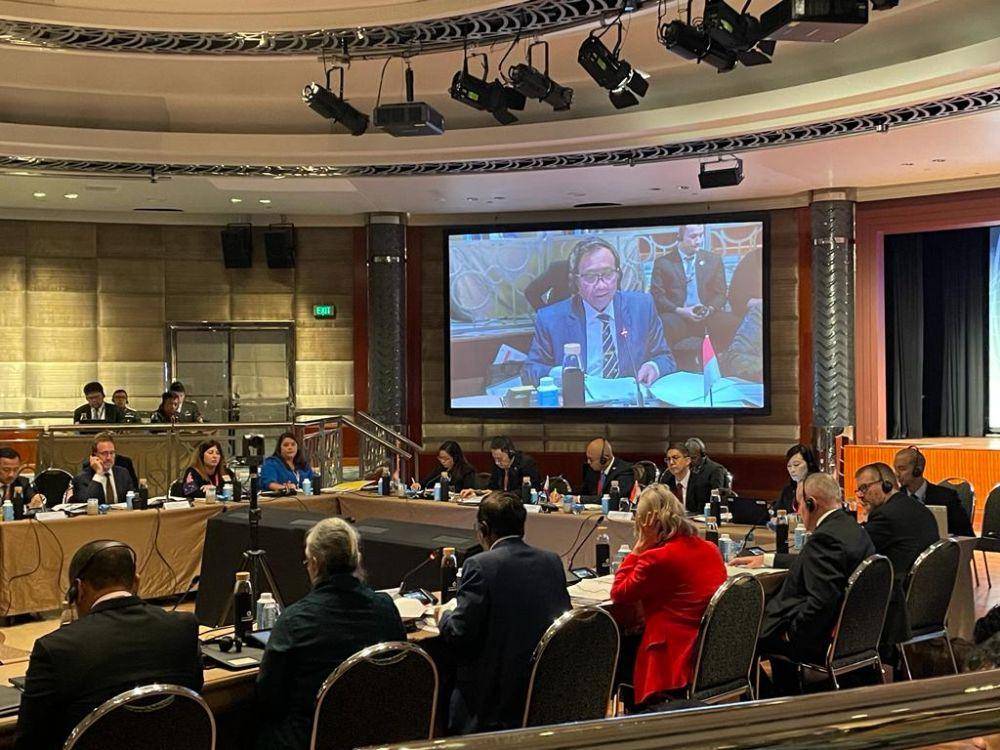 Menteri Koordinator Bidang Politik, Hukum dan Keamanan, Mahfud MD ketika hadir Australia-Indonesia Ministerial Council Meeting (MCM) di Melbourne. (Dokumentasi Kemenko Polhukam)