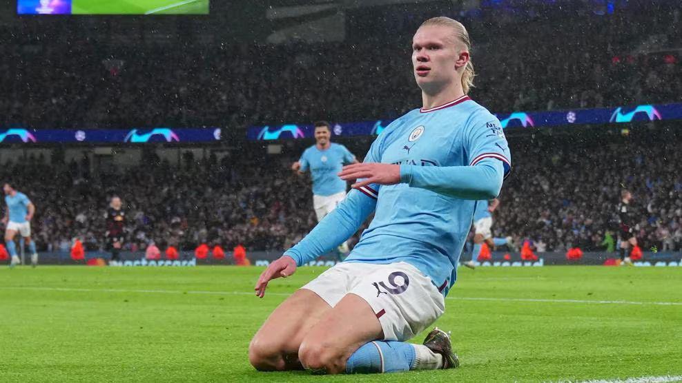 Erling Haaland mencetak lima gol ke gawang RB Leipzig pada leg kedua babak 16 besar Liga Champions 2022/2023. (uefa.com)