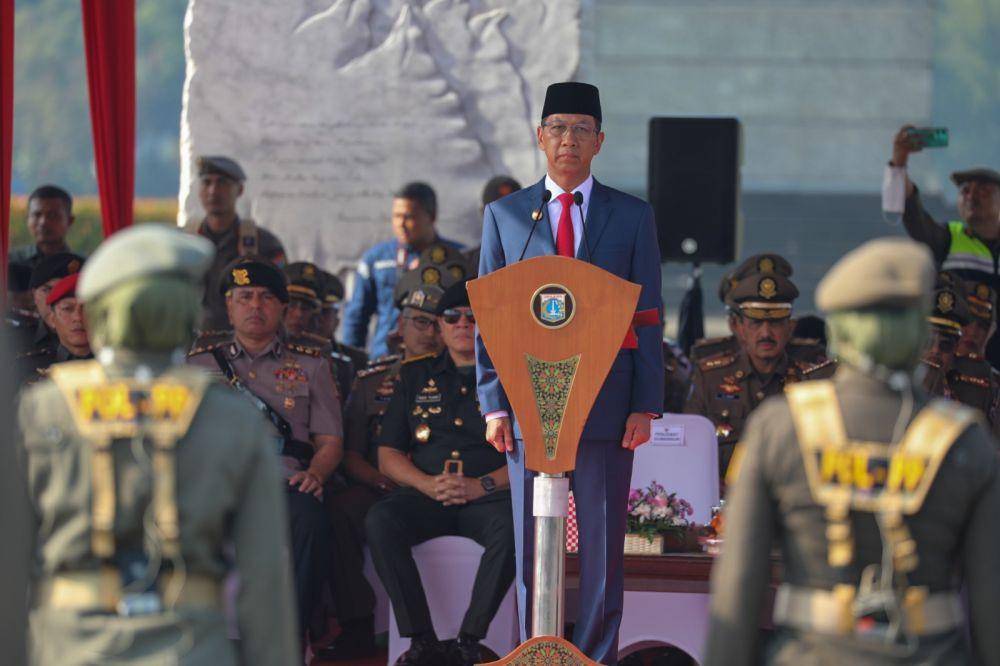 PJ Gubernur DKI Jakarta saat apel di Monas, Kamis (16/3/2023)/dok Humas