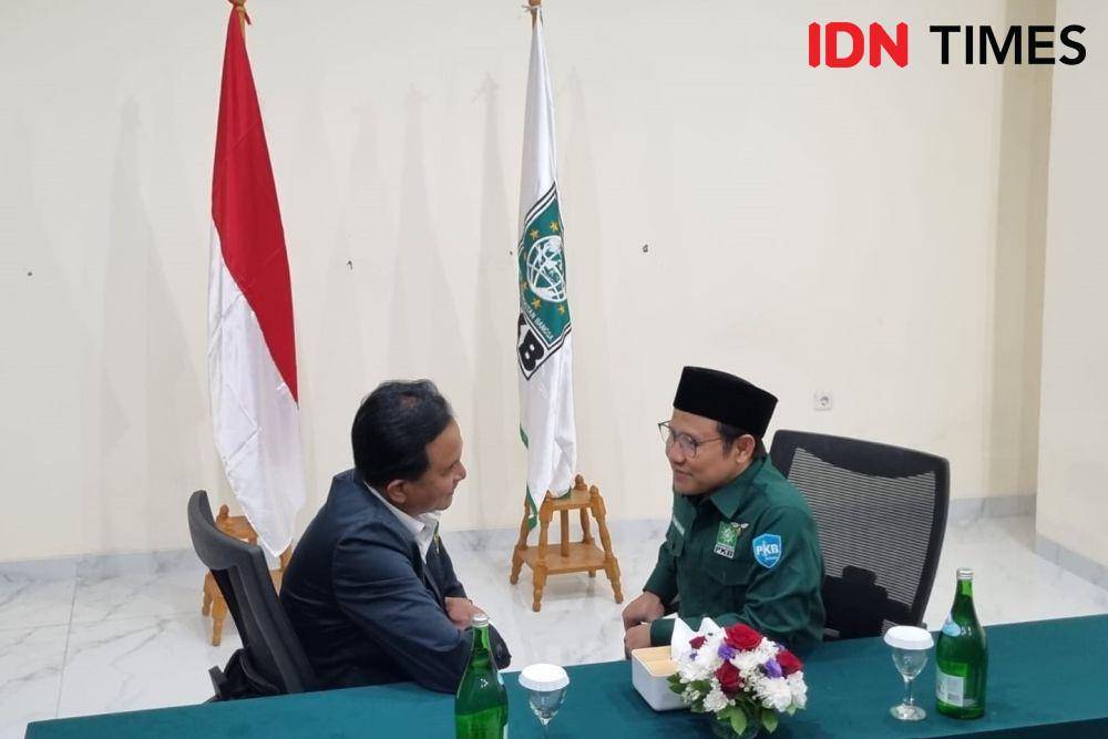 Pertemuan tertutup Ketua Umum PKB, Muhaimin Iskandar dan Ketua Umum PBB, Yusril Ihza Mahendra di kantor DPP PKB Jakarta, Kamis (16/3/2023). (IDN Times/Ilman Nafi'an)