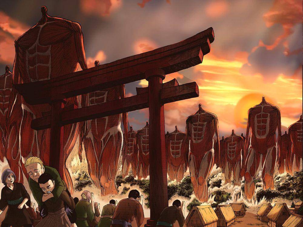 Titan Tembok melakukan Rumbling (dok. Mappa/Attack on Titan)