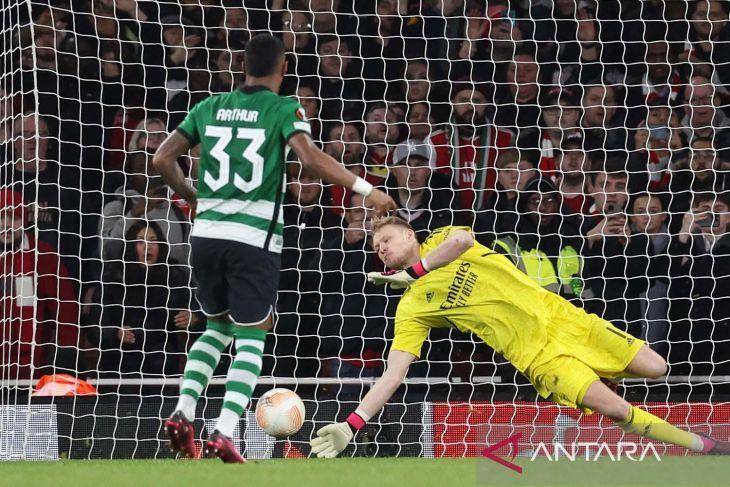 Arsenal lawan Sporting CP di Liga Europa. (ANTARA FOTO/Action Images via Reuters/John Sibley)