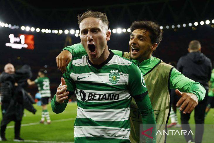 Arsenal lawan Sporting CP di Liga Europa. (ANTARA FOTO/Action Images via Reuters/John Sibley)