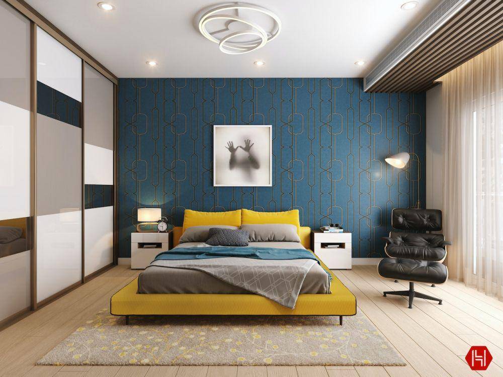 Kamar tidur nuansa navy (Pexels.com/Houzlook.com)