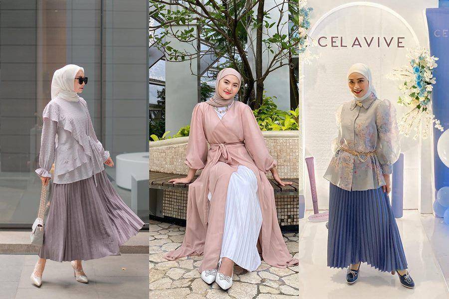 OOTD kondangan rok plisket (instagram.com/uwiemariska | instagram.com/intanghazll_ | instagram.com/ninaseptiani)