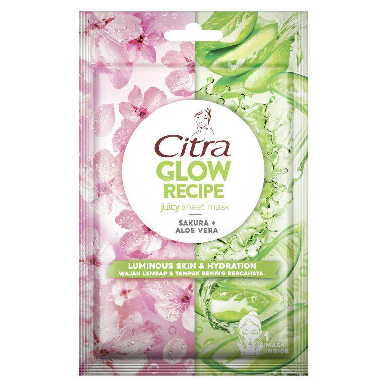 Citra Glow Recipe Juicy Sheet Mask Sakura & Aloe Vera (dok. Cantik Citra)