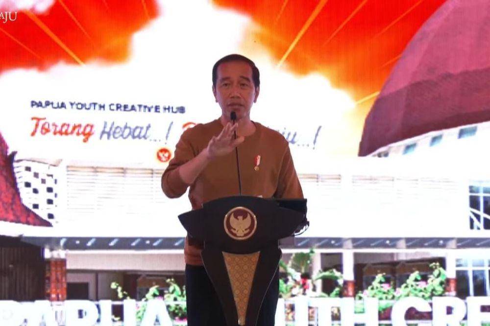 Presiden Jokowi resmikan Gedung Papua Youth Creative Hub, Selasa (21/3/2023). (youtube.com/Sekretariat Presiden)