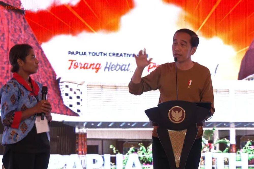 Presiden Jokowi resmikan Gedung Papua Youth Creative Hub, Selasa (21/3/2023). (youtube.com/Sekretariat Presiden)
