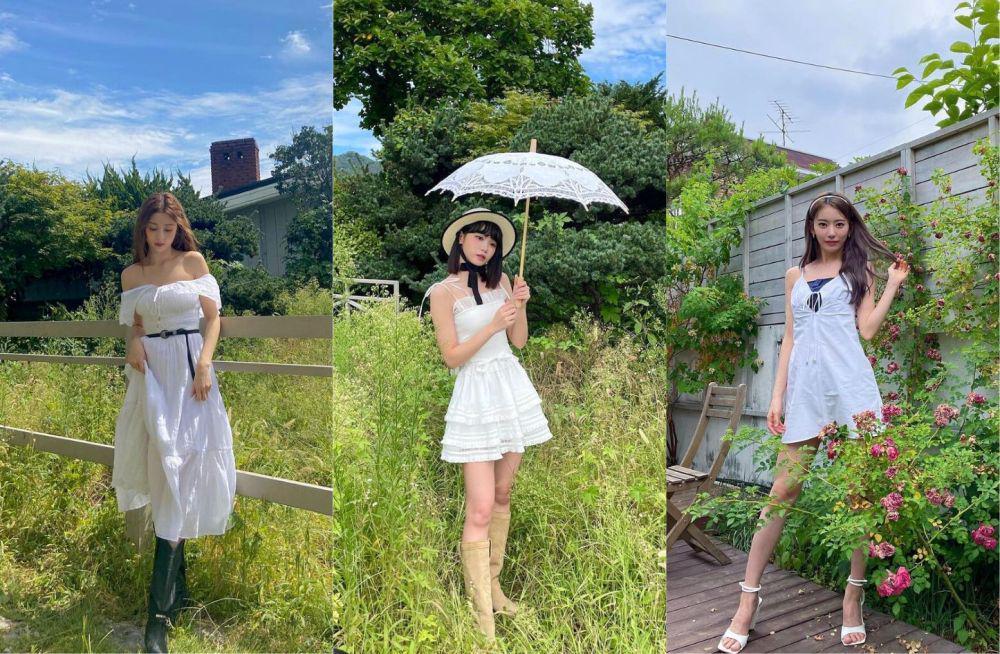 10 Inspirasi Outfit Dress Putih ala LE SSERAFIM, Gayanya Manis!