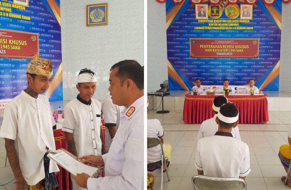 Pemberian remisi narapidana beragama Hindu di Lampung. (Dok. Kanwil Kemenkumham Lampung).