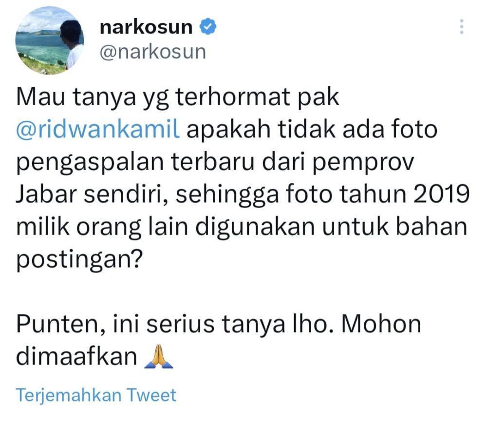 Ridwan Kamil Minta Maaf, Akui Salah Unggah Foto Perbaikan Jalan