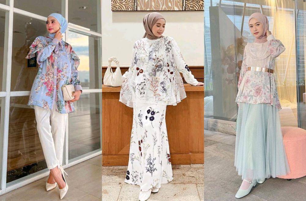 Style tunik floral (instagram.com/_nbillaa | instagram.com/joyagh | instagram.com/saritiw)