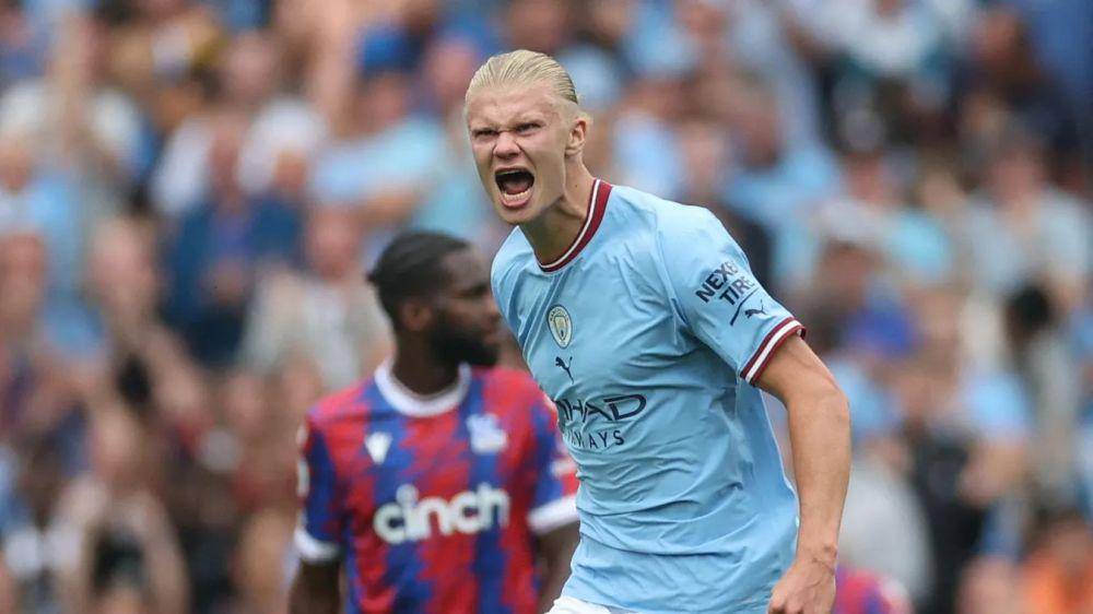 Erling Haaland merayakan gol ke gawang Crystal Palace. (premierleague.com)