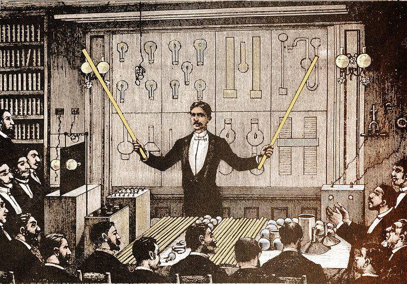 Nicola Tesla mengungkap kelebihan listrik arus bolak-balik. (sciencephoto.com/SCIENCE SOURCE)