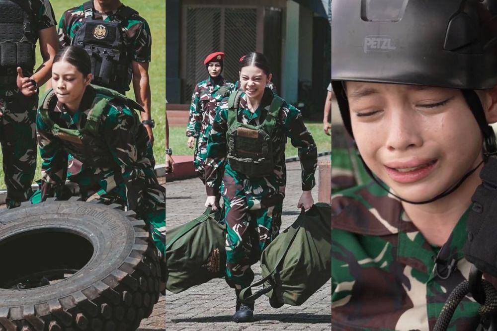 9 Potret Nada Tarina Berlatih dengan Anggota Kopassus, Sampai Nangis!