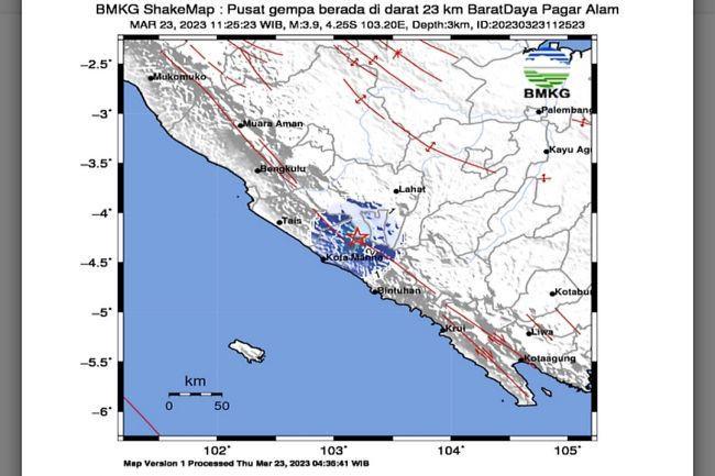 Gempa Magnito 3,9 Guncang Pagar Alam, Gunung Api Dempo Masih Aman