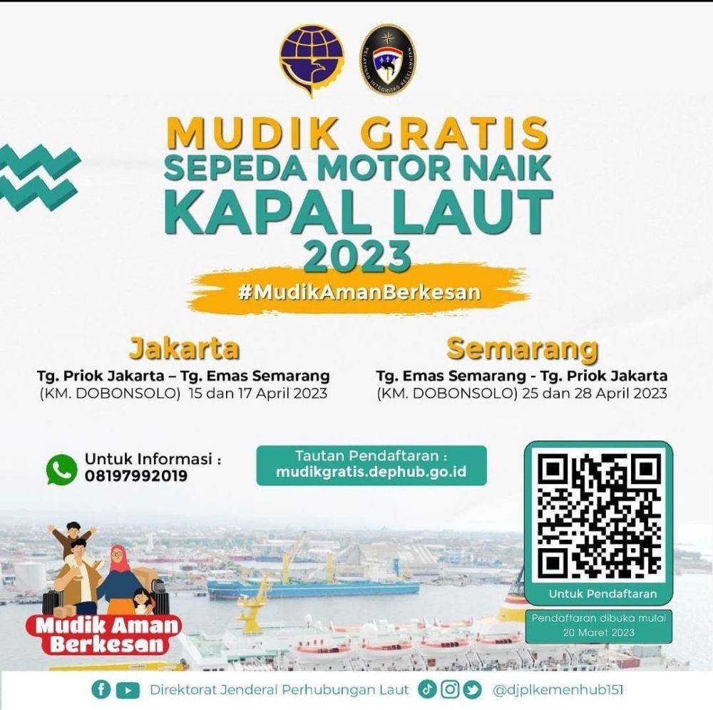 Pendaftaran mudik gratis sepeda motor dengan kapal laut. (dok. Kementerian Perhubungan)