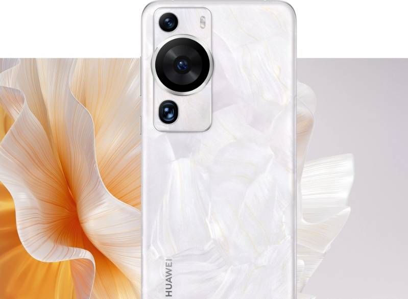 punggung Huawei P60 Pro warna rococo pearl (consumer.huawei.com)