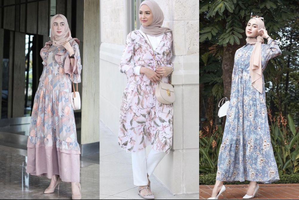 7 Ide Outfit Dress Floral ala Hijabers untuk Bukber, Tampil Anggun!