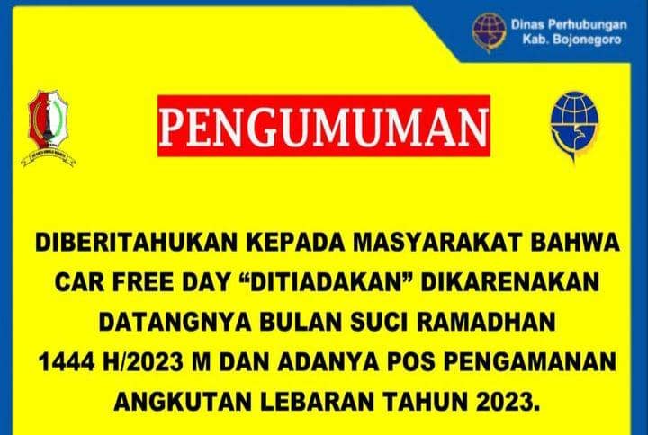 Kegiatan car free day di Bojonegoro ditiadakan. Dok Istimewa