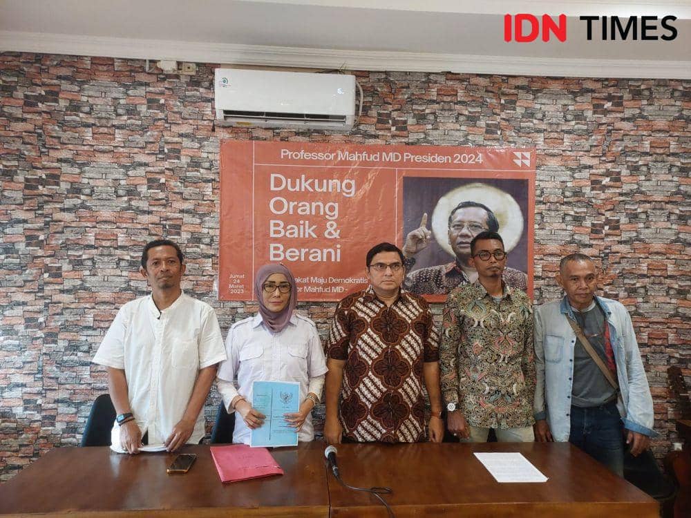 Masyarakat Maju Demokratis (MMD) dorong Mahfud MD maju capres di pemilu 2024 pada Jumat, 24 Maret 2023. (IDN Times/Santi Dewi)