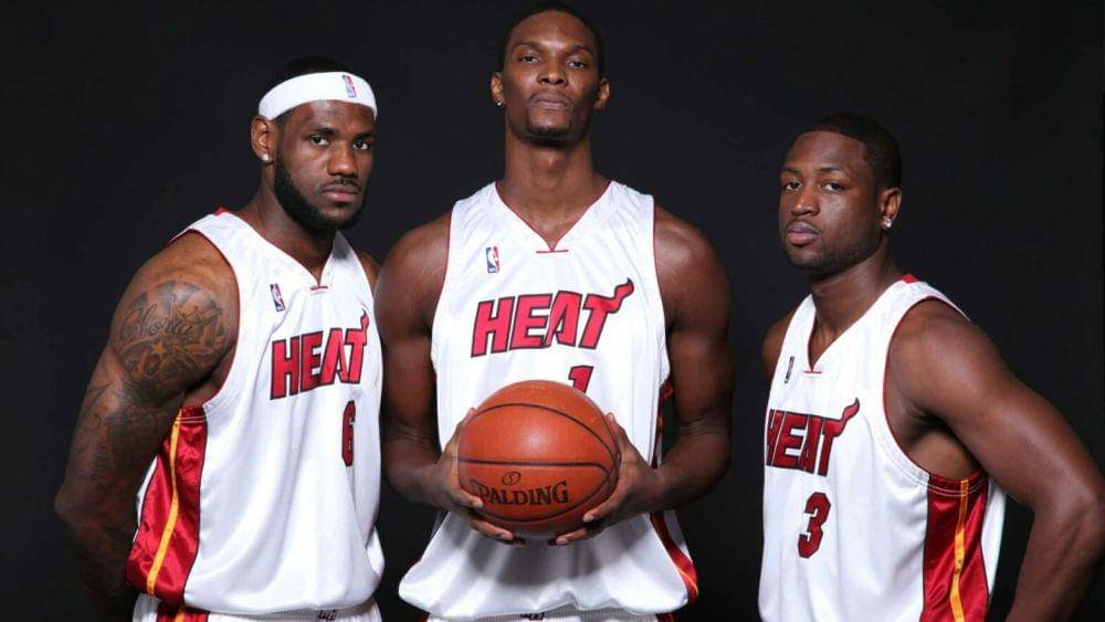 LeBron James bersama Chris Bosh dan Dwyane Wade. (nba.com)