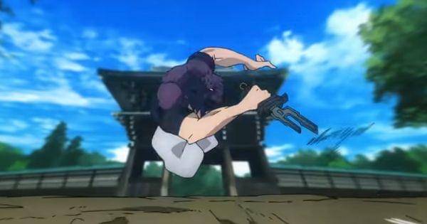 Toji menyerang dengan senjata Inverted Spear of Heaven ( Dok. Toho Animation / PV Jujutsu Kaisen S2 )