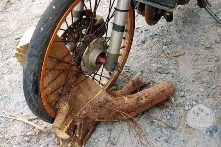 10 Potret Benda Tak Terduga Tersangkut di Roda Motor, Bikin Melongo