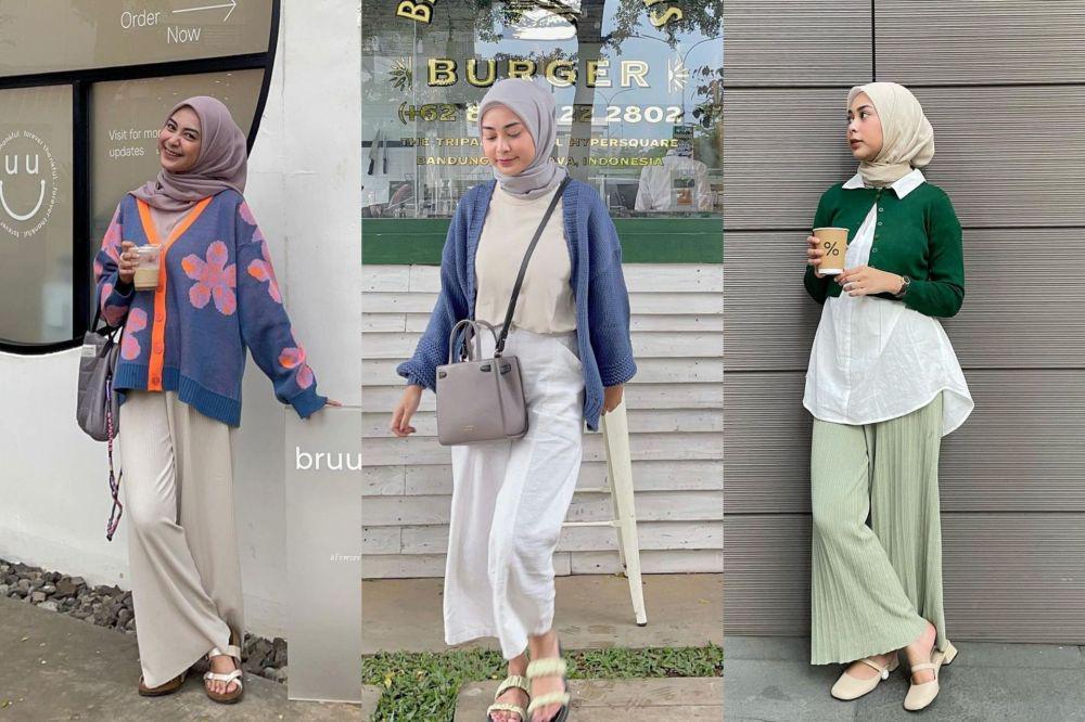 9 OOTD Hijab dengan Knitwear ala Selebgram Dianty Annisa, Manis!