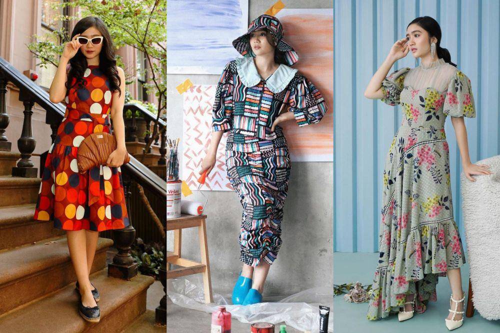 kolase potret padu padan outfit pattern ala Febby Rastanty (instagram.com/febbyrastanty)
