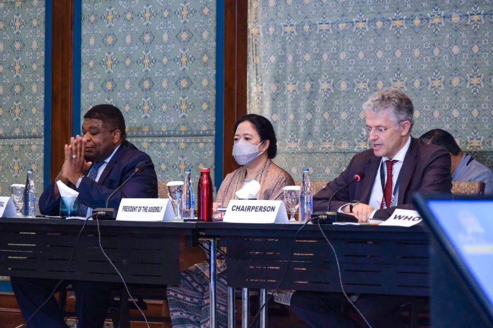 Ketua DPR, Puan Maharani ketika memimpin sidang umum Inter Parliamentary Union (IPU) di Nusa Dua, Bali pada Maret 2022. (Dokumentasi DPR RI)