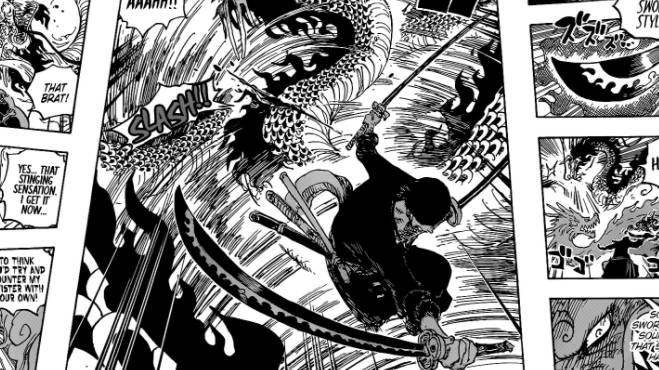 Zoro melukai Kaido. (dok. Shueisha/One Piece)