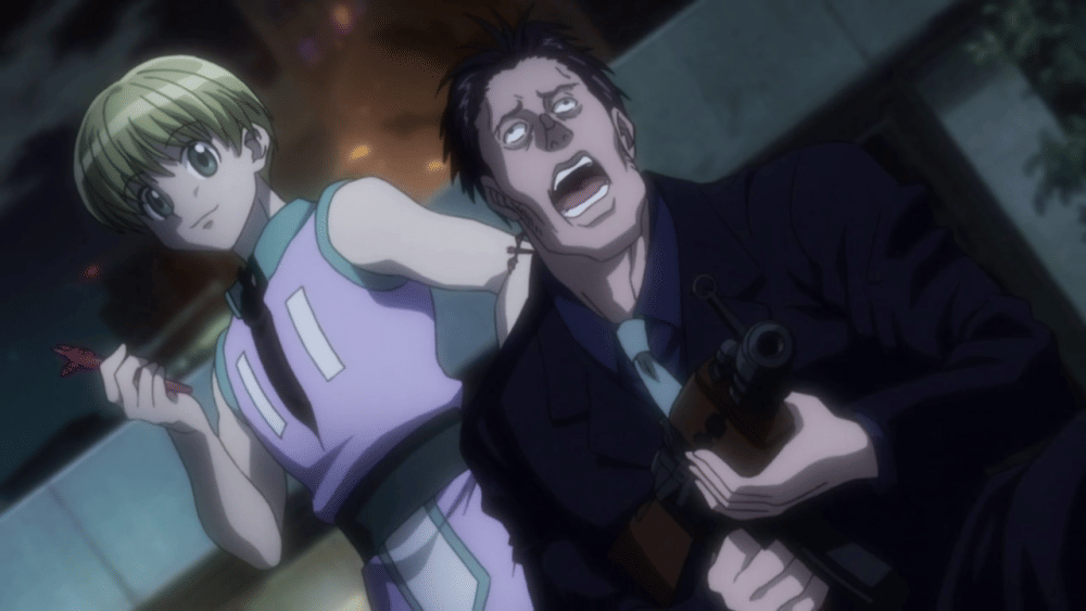 Shalnark mengendalikan seorang mafia. (dok. MADHOUSE/Hunter x Hunter)