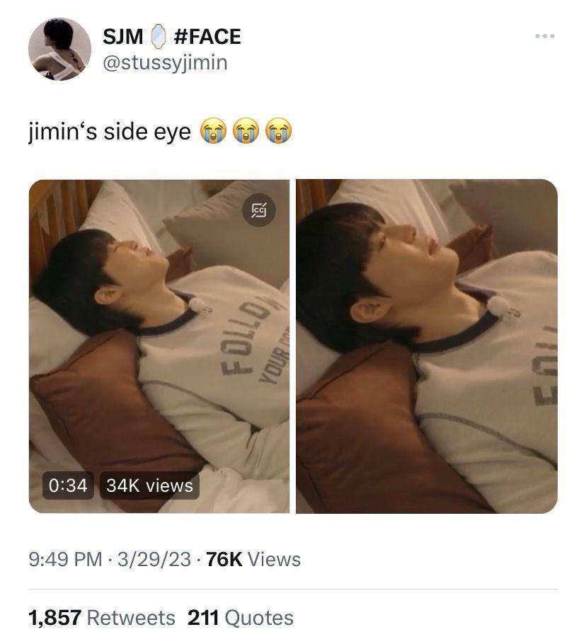 Jimin pura-pura tidur saat live (twitter.com/@stussyjimin)