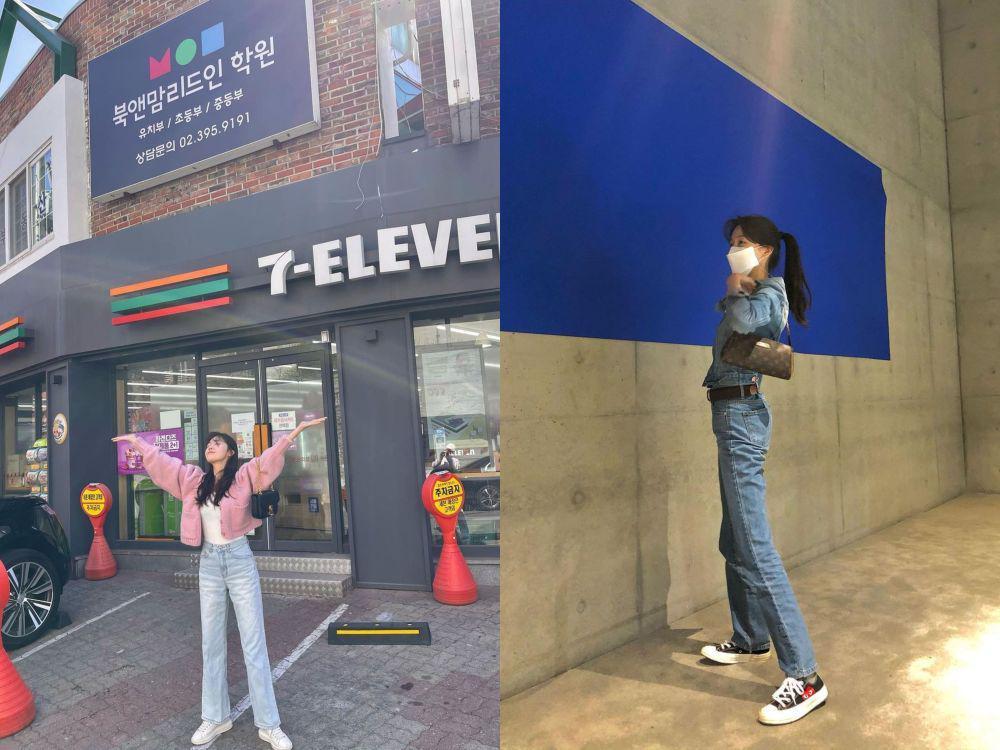 9 Ide Outfit Celana Jeans ala Bang Min Ah, Aktris Delivery Man