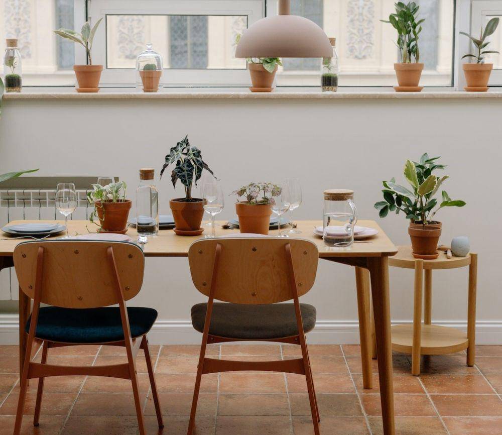 Ilustrasi ruang makan scandinavian dengan dekorasi tanaman (pexels.com/cottonbro studio)