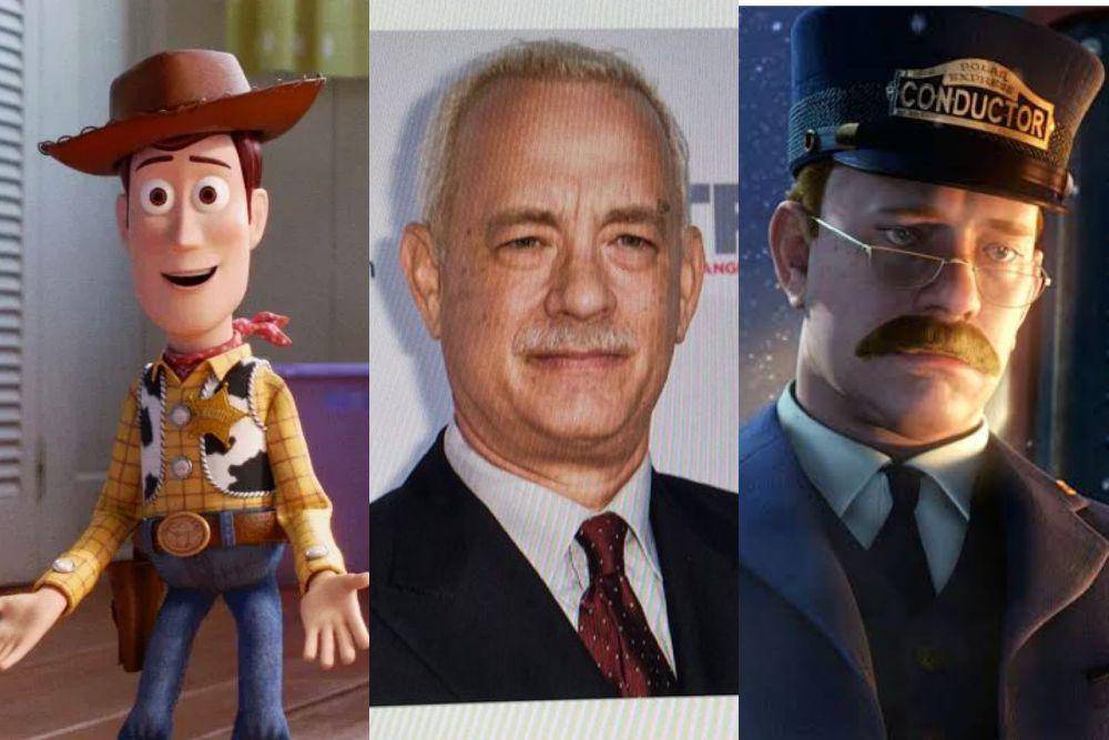 Tom Hanks sebagai pengisi suara Woody Toy Story dan Konduktor di The Polar Express (dok. Pixar/Toy Story 4 | instagram.com/tomhanks | dok. Warner Bros. Pictures/ The Polar Express)