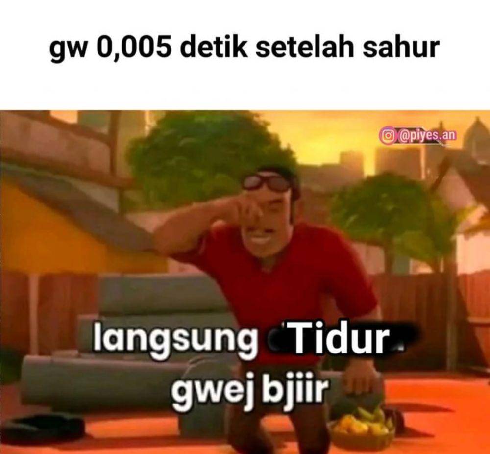 meme tidur setelah sahur (instagram.com/piyes.an)