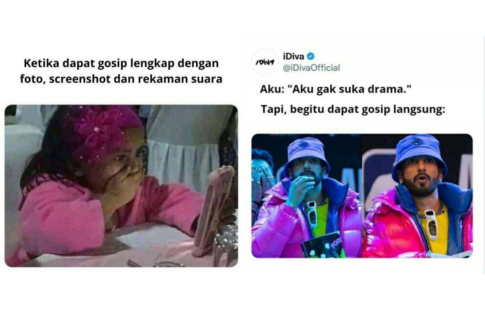 meme tentang ngegosip (instagram.com/hilarioustxtx I instagram.com/idivaofficial)
