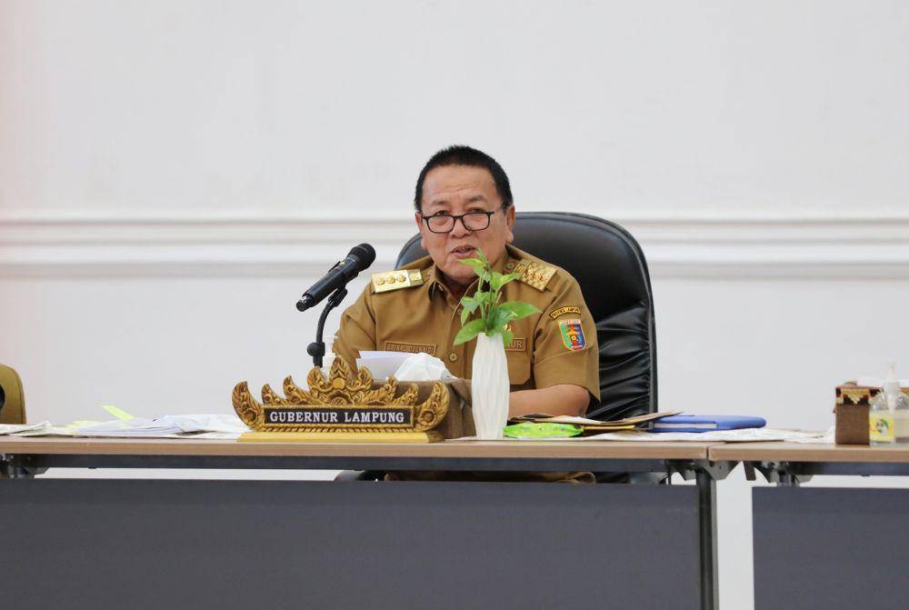 Rakor Persiapan Menjelang Hari Raya Idul Fitri 2023/1444 Hijriah di Mahan Agung, Rumah Dinas Gubernur Lampung, Senin (3/4/2023). (Dok. Pemprov Lampung).