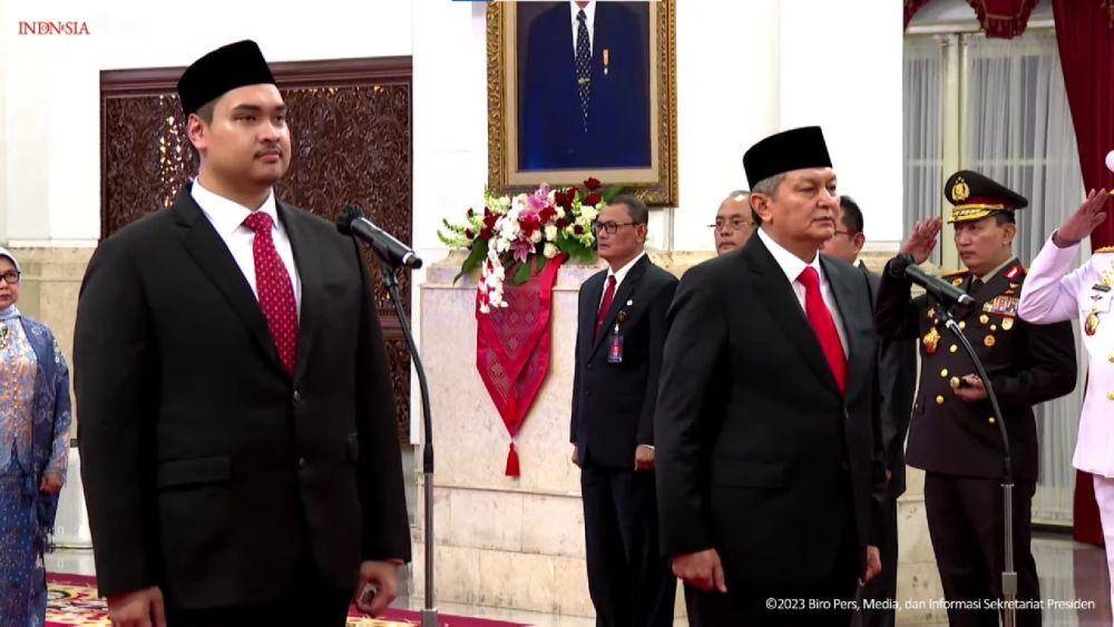 Presiden Jokowi lantik Menpora baru, Dito Ariotedjo (youtube.com/Sekretariat Presiden)